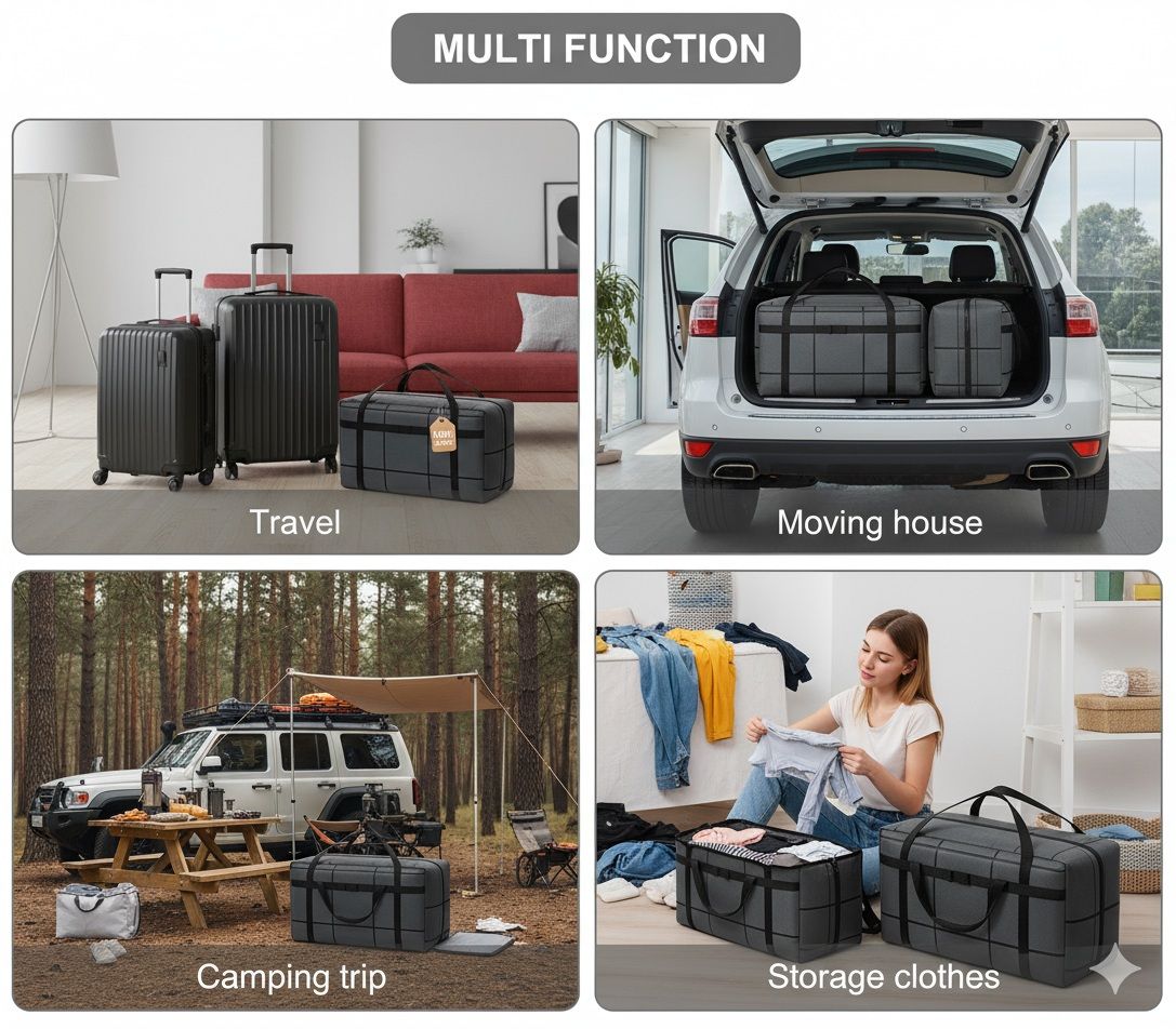 CARLA HOME 2-Pack 180L Extra Large Moving Storage Bags with Handles & Duty Zippered for Clothes, Travel, Space Saving & Camping - Image 3