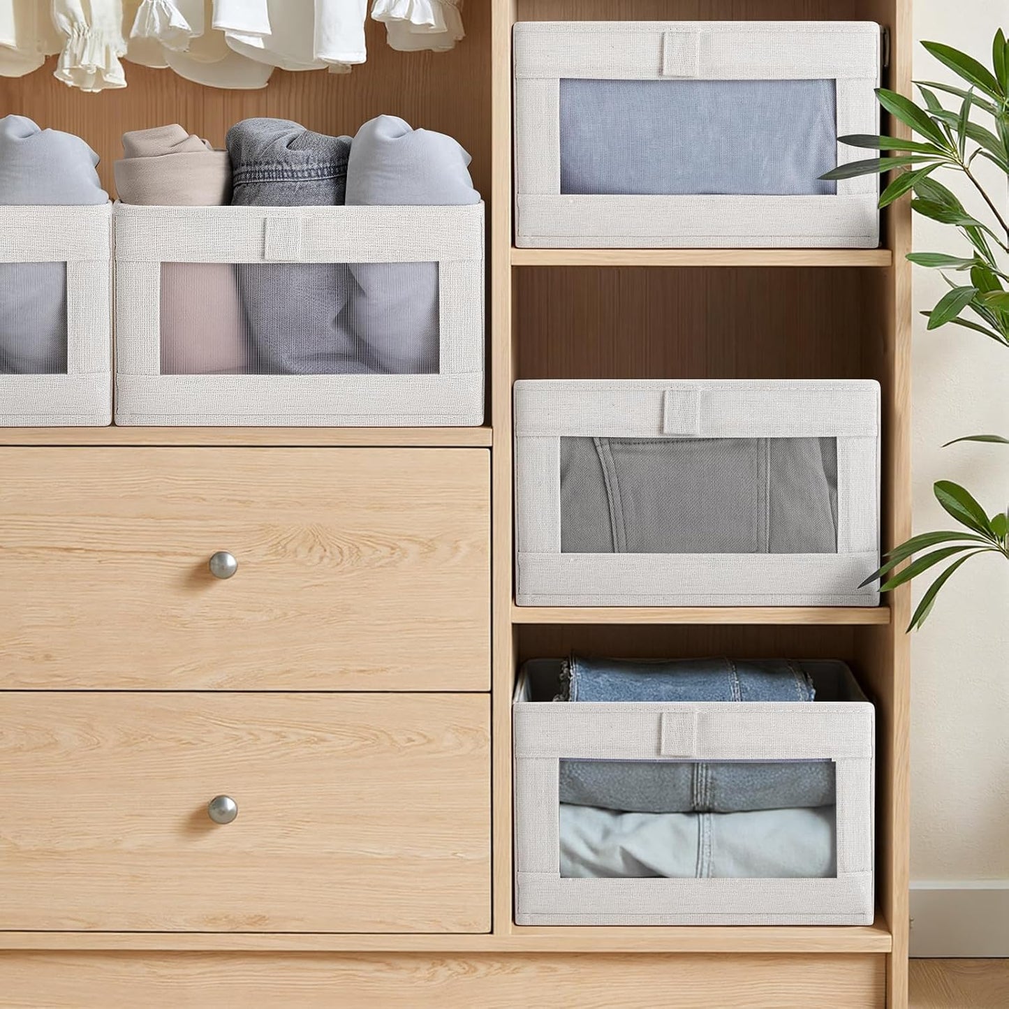 CARLA HOME 6 Pack Closet Storage Bins with Clear Window for Shelves, Clothes, Toys, Wardrobe & Bedroom Organization - Image 2
