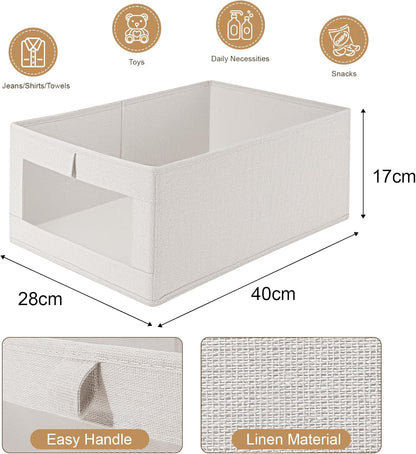 CARLA HOME 6 Pack Closet Storage Bins with Clear Window for Shelves, Clothes, Toys, Wardrobe & Bedroom Organization - Image 3