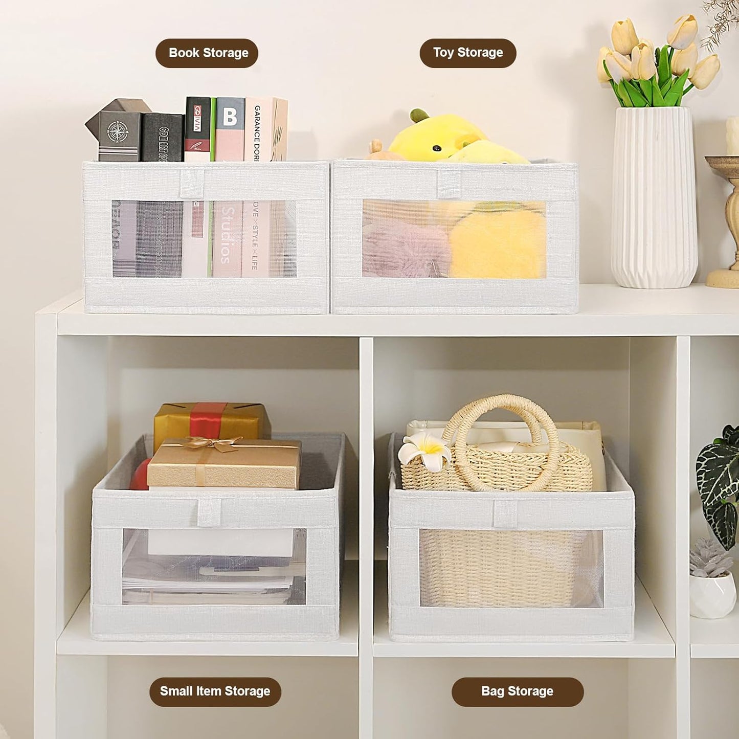 CARLA HOME 6 Pack Closet Storage Bins with Clear Window for Shelves, Clothes, Toys, Wardrobe & Bedroom Organization - Image 6