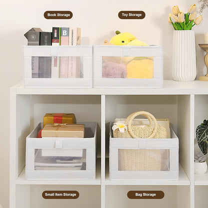 CARLA HOME 6 Pack Closet Storage Bins with Clear Window for Shelves, Clothes, Toys, Wardrobe & Bedroom Organization - Image 6