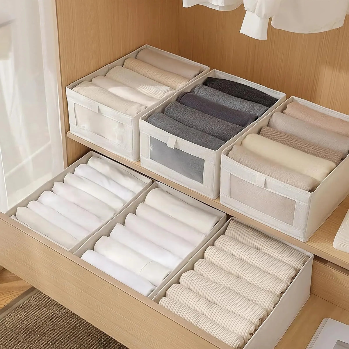 CARLA HOME 6 Pack Closet Storage Bins with Clear Window for Shelves, Clothes, Toys, Wardrobe & Bedroom Organization - Image 8