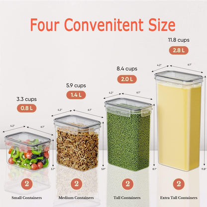 CARLA HOME 8 Piece Airtight Food Storage Containers Set with Lids & Labels for Kitchen Storage - Image 3