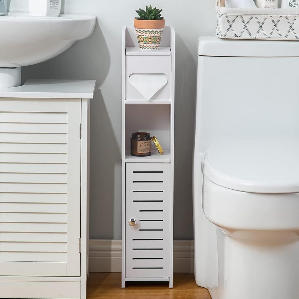 CARLA HOME Slim Bathroom Cabinet with Toilet Paper Holder for Toilet or Laundry Room - Image 2
