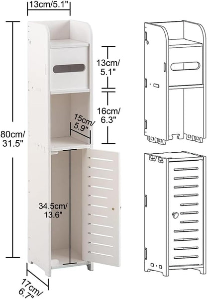 CARLA HOME Slim Bathroom Cabinet with Toilet Paper Holder for Toilet or Laundry Room - Image 3