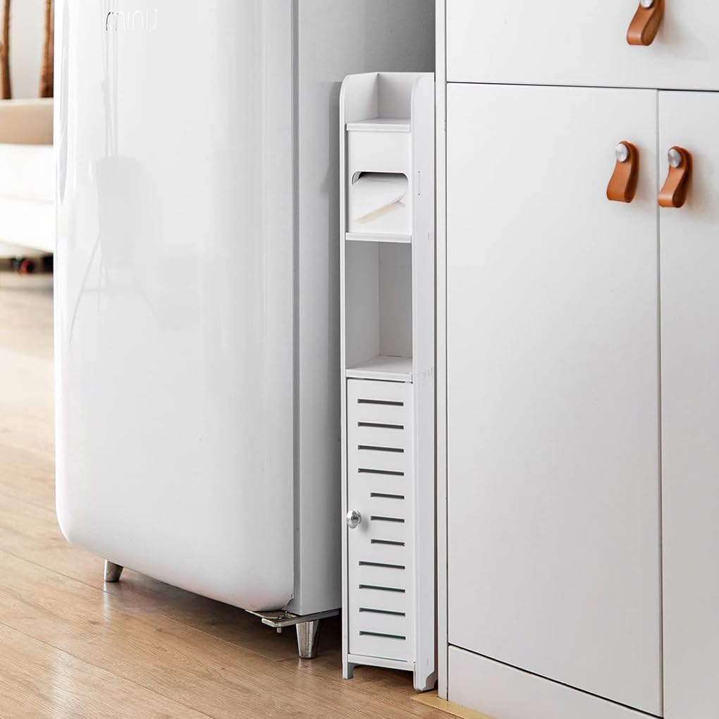 CARLA HOME Slim Bathroom Cabinet with Toilet Paper Holder for Toilet or Laundry Room - Image 5