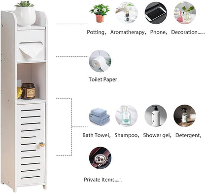 CARLA HOME Slim Bathroom Cabinet with Toilet Paper Holder for Toilet or Laundry Room - Image 6