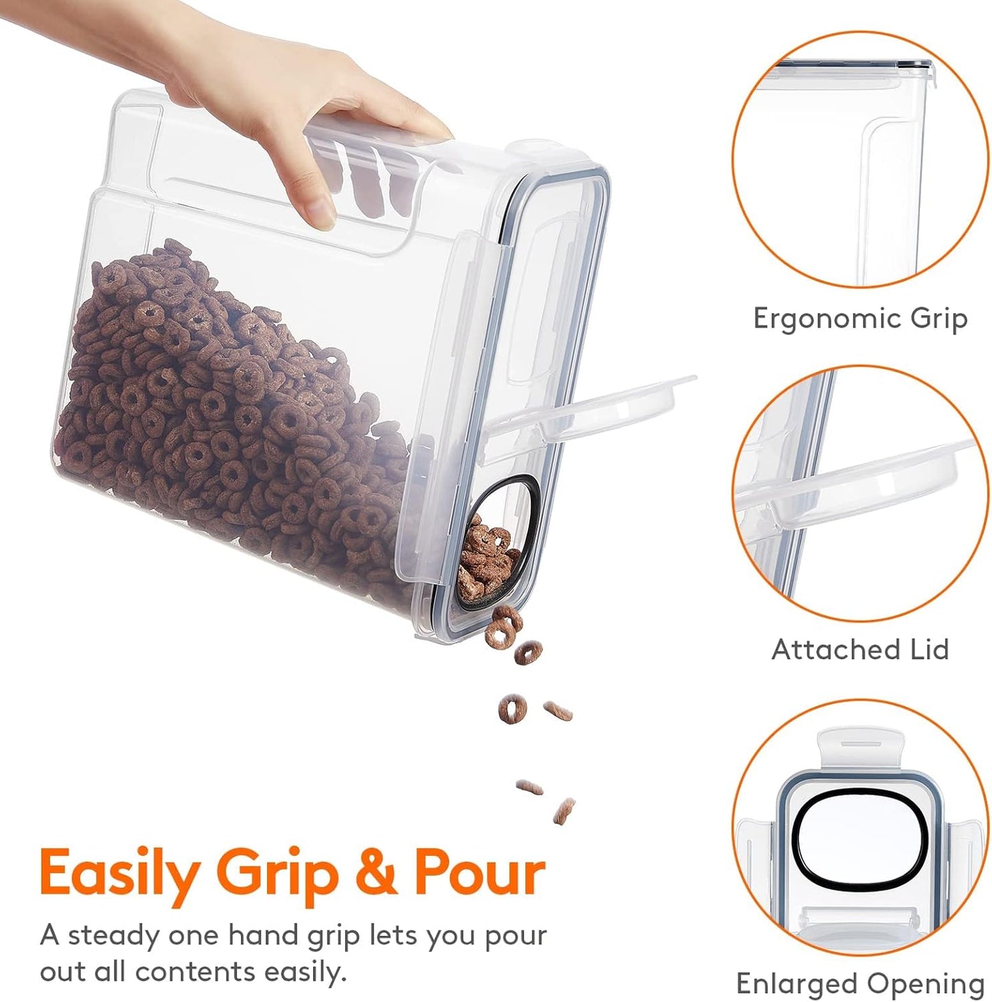 CARLA HOME Airtight Cereal Storage Containers BPA-Free Food Dispensers with Pouring Lids for Pantry & Kitchen (4 Pack 2,5L) - Image 4