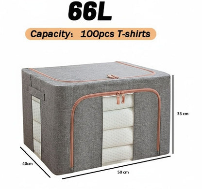 CARLA HOME 3 pack Large Clothes Storage Bins with Lids for Clothing, Bedding, Blankets, Toys (66L capacity - Grey) - Image 2