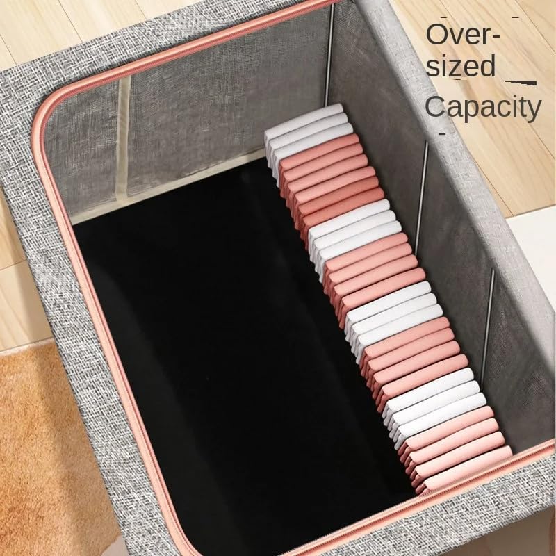 CARLA HOME 3 pack Large Clothes Storage Bins with Lids for Clothing, Bedding, Blankets, Toys (66L capacity - Grey) - Image 4