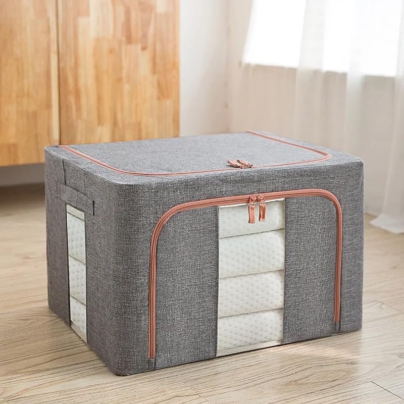CARLA HOME 3 pack Large Clothes Storage Bins with Lids for Clothing, Bedding, Blankets, Toys (66L capacity - Grey) - Image 9