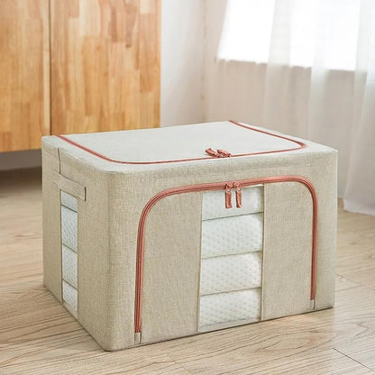 CARLA HOME 3 pack Large Clothes Storage Bins with Lids for Clothing, Bedding, Blankets, Toys (66L capacity - Beige) - Image 9