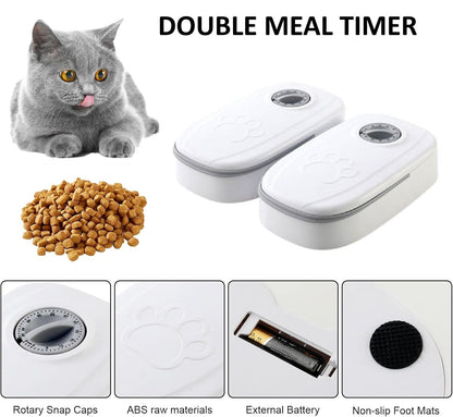 CARLA HOME 2 Meal Automatic Pet Feeder with Timer for Cat & Dog Wet & Dry Food (Dual Bowl 700ML) - Image 3