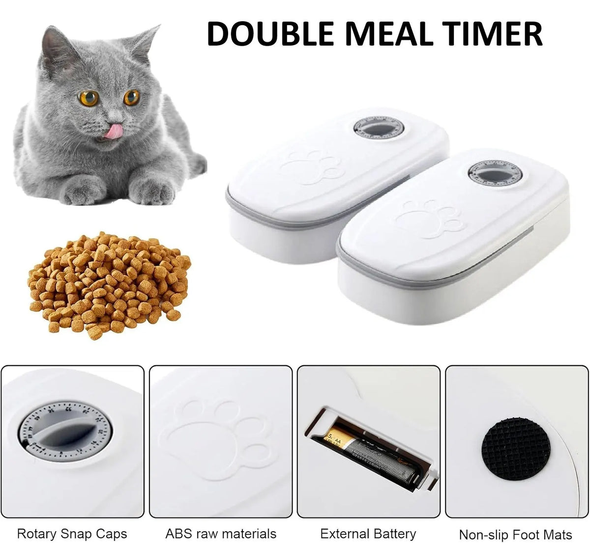 CARLA HOME 2 Meal Automatic Pet Feeder with Timer for Cat & Dog Wet & Dry Food (Dual Bowl 700ML) - Image 3