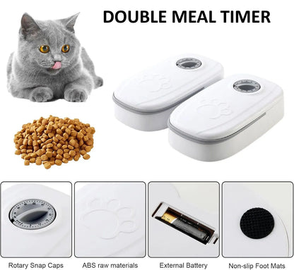 CARLA HOME 2 Meal Automatic Pet Feeder with Timer for Cat & Dog Wet & Dry Food (Dual Bowl 700ML) - Image 3
