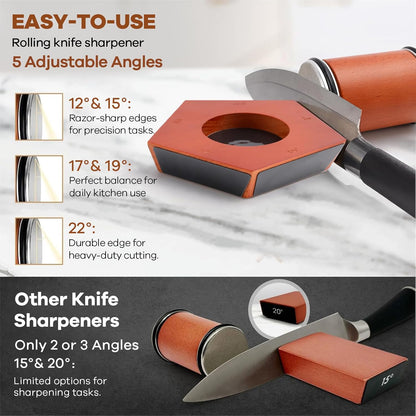 CARLA HOME Rolling Knife Sharpener Kit with 5 Magnetic Angles (12°/15°/17°/19°/22°) for Chef & Home Kitchen Use - Image 2