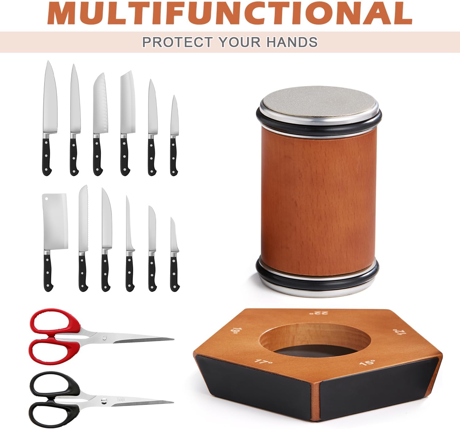 CARLA HOME Rolling Knife Sharpener Kit with 5 Magnetic Angles (12°/15°/17°/19°/22°) for Chef & Home Kitchen Use - Image 7