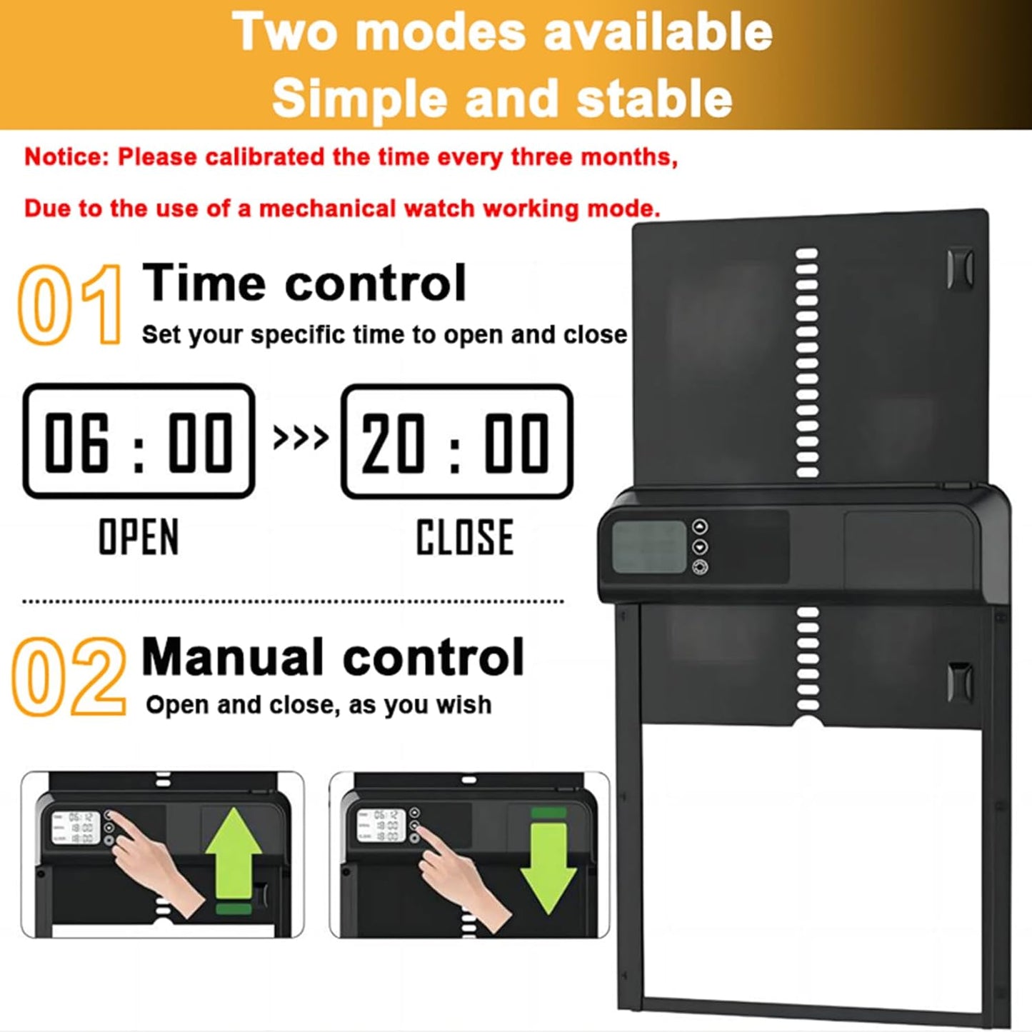 CARLA HOME Automatic Chicken Coop Door with Timer & LCD Screen, Anti-Pinch Safety, Easy Battery Operation & Weatherproof for Outdoor Coops - Image 2