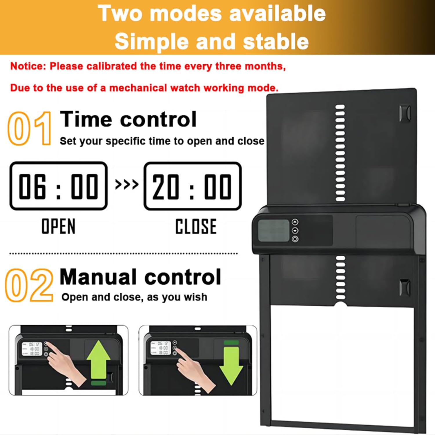 CARLA HOME Automatic Chicken Coop Door with Timer & LCD Screen, Anti-Pinch Safety, Easy Battery Operation & Weatherproof for Outdoor Coops - Image 2
