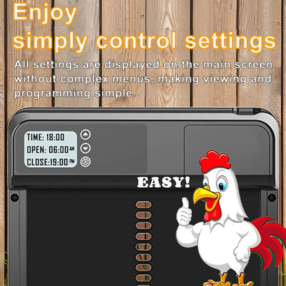CARLA HOME Automatic Chicken Coop Door with Timer & LCD Screen, Anti-Pinch Safety, Easy Battery Operation & Weatherproof for Outdoor Coops - Image 3