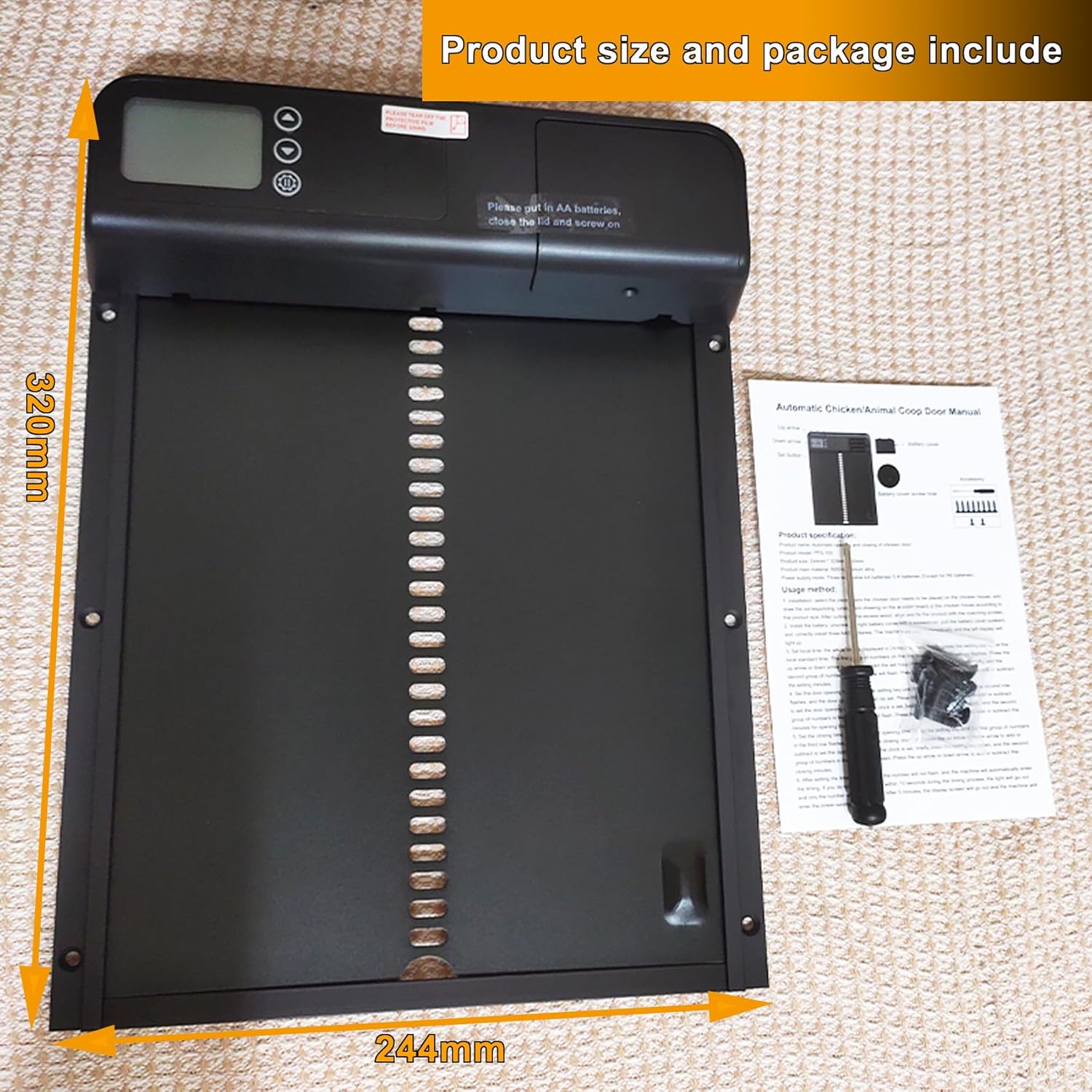 CARLA HOME Automatic Chicken Coop Door with Timer & LCD Screen, Anti-Pinch Safety, Easy Battery Operation & Weatherproof for Outdoor Coops - Image 9