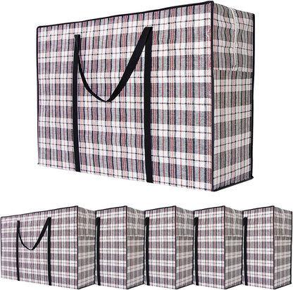 CARLA HOME 6 Pack Large Moving Storage Bags with Zipper & Handles for Clothes, Bedding, Blankets, Dorm & Travel (80x55x25cm)