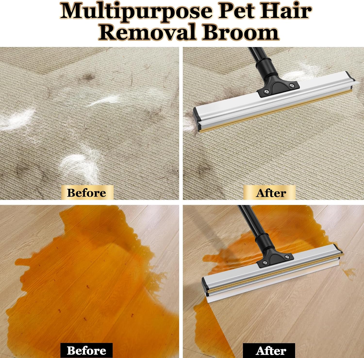 CARLA HOME Pet Hair Remover Broom with Long Handle, Reusable Fur & Lint Remover for Dog & Cat Hair - Image 4