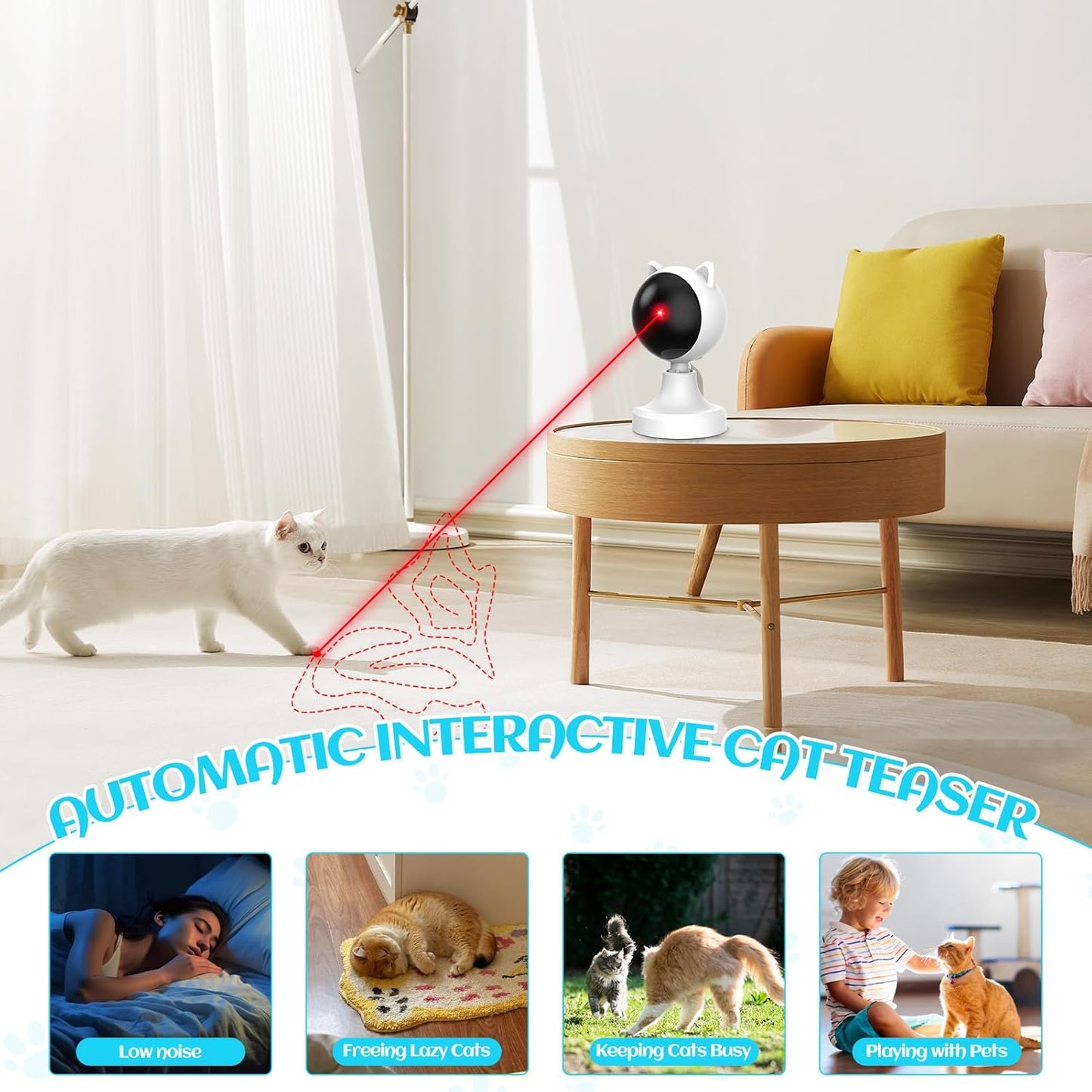 CARLA HOME Interactive Laser Toy for Cats with Adjustable Angle, USB Rechargeable & 2 Speed Modes - Image 2