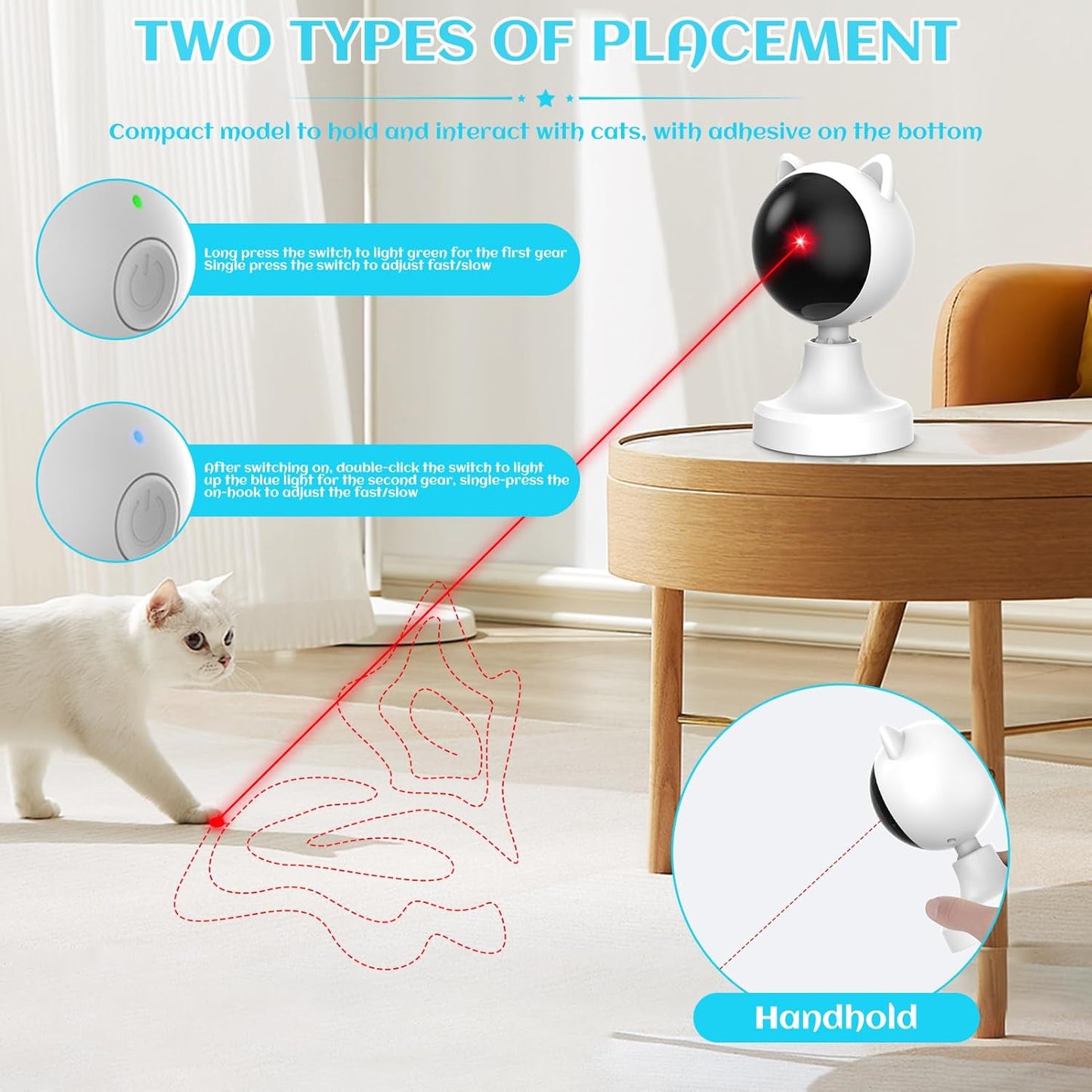 CARLA HOME Interactive Laser Toy for Cats with Adjustable Angle, USB Rechargeable & 2 Speed Modes - Image 7
