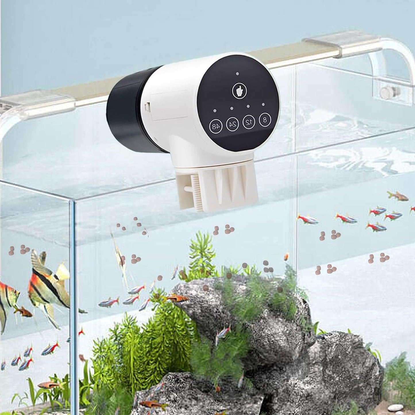 CARLA HOME Automatic Fish Feeder with Timer, Moistureproof Dispenser & Rechargeable Feeding for Aquarium or Tank - Image 2