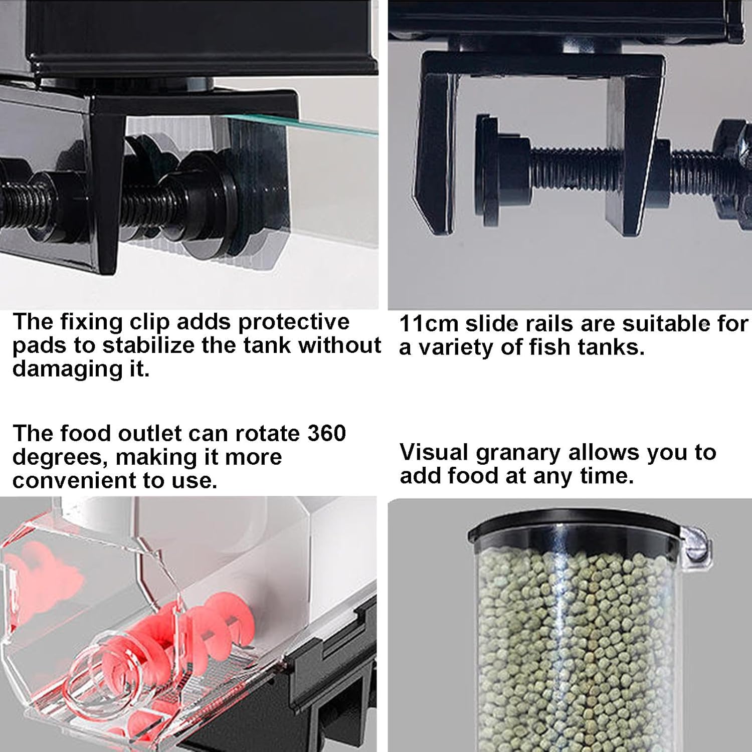 CARLA HOME Automatic Fish Feeder with Timer, Moistureproof Dispenser & Rechargeable Feeding for Aquarium or Tank - Image 6