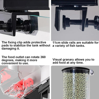 CARLA HOME Automatic Fish Feeder with Timer, Moistureproof Dispenser & Rechargeable Feeding for Aquarium or Tank - Image 6