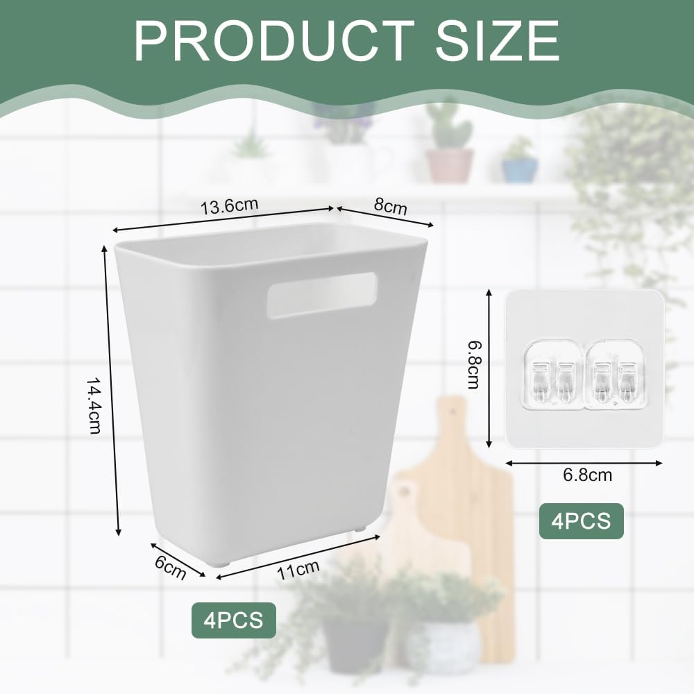 CARLA HOME 4-Pack Self-Adhesive Wall Storage Box for Cabinet Doors, Kitchen, Bathroom & Office - Image 2