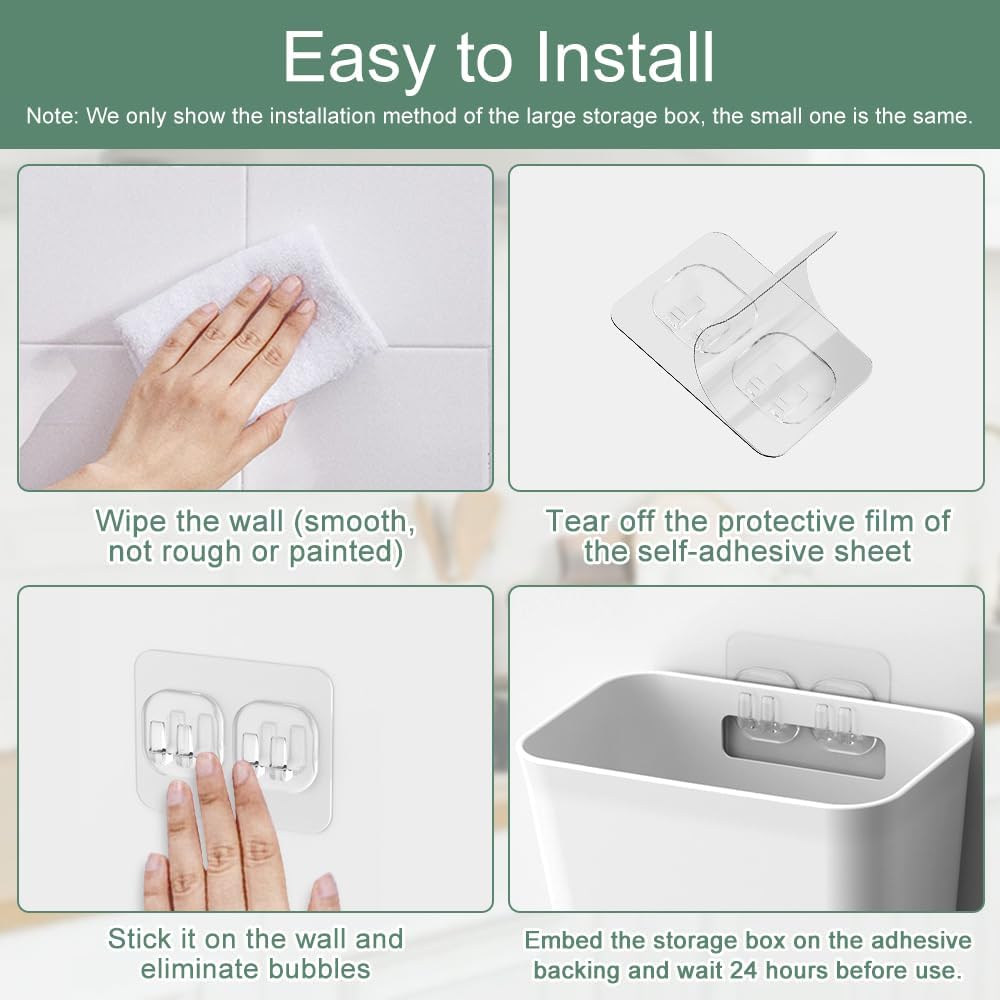 CARLA HOME 4-Pack Self-Adhesive Wall Storage Box for Cabinet Doors, Kitchen, Bathroom & Office - Image 9