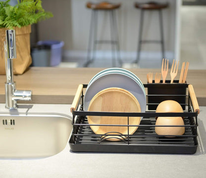 CARLA HOME Dish Drying Rack with Wooden Handles, Removable Cutlery Holder & Drainboard for Kitchen Countertop - Image 6