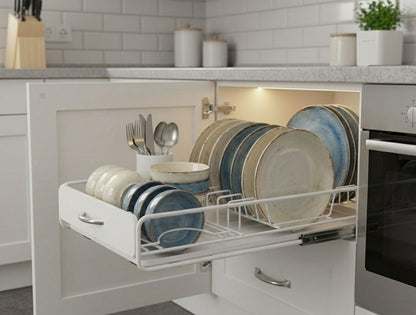 CARLA HOME Pull Out Dish Rack for Kitchen Cabinet with Slide Out Drawer Organizer for Plates, Bowls & Utensils - Image 2