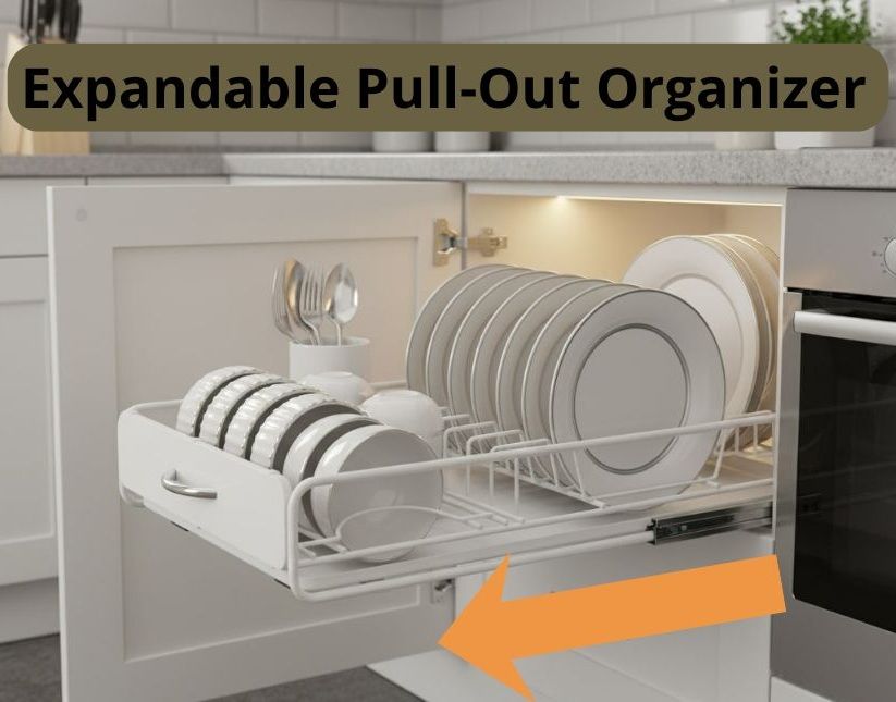 CARLA HOME Pull Out Dish Rack for Kitchen Cabinet with Slide Out Drawer Organizer for Plates, Bowls & Utensils - Image 4