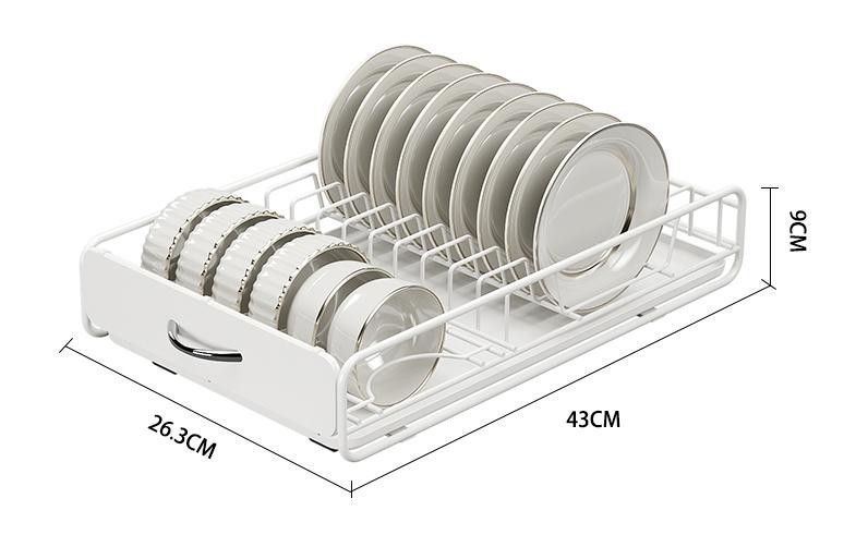CARLA HOME Pull Out Dish Rack for Kitchen Cabinet with Slide Out Drawer Organizer for Plates, Bowls & Utensils - Image 8