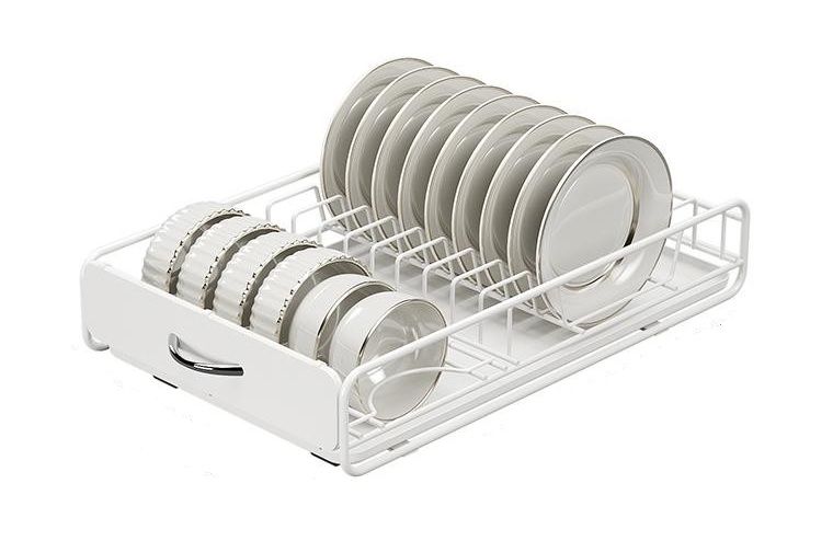 CARLA HOME Pull Out Dish Rack for Kitchen Cabinet with Slide Out Drawer Organizer for Plates, Bowls & Utensils - Image 9