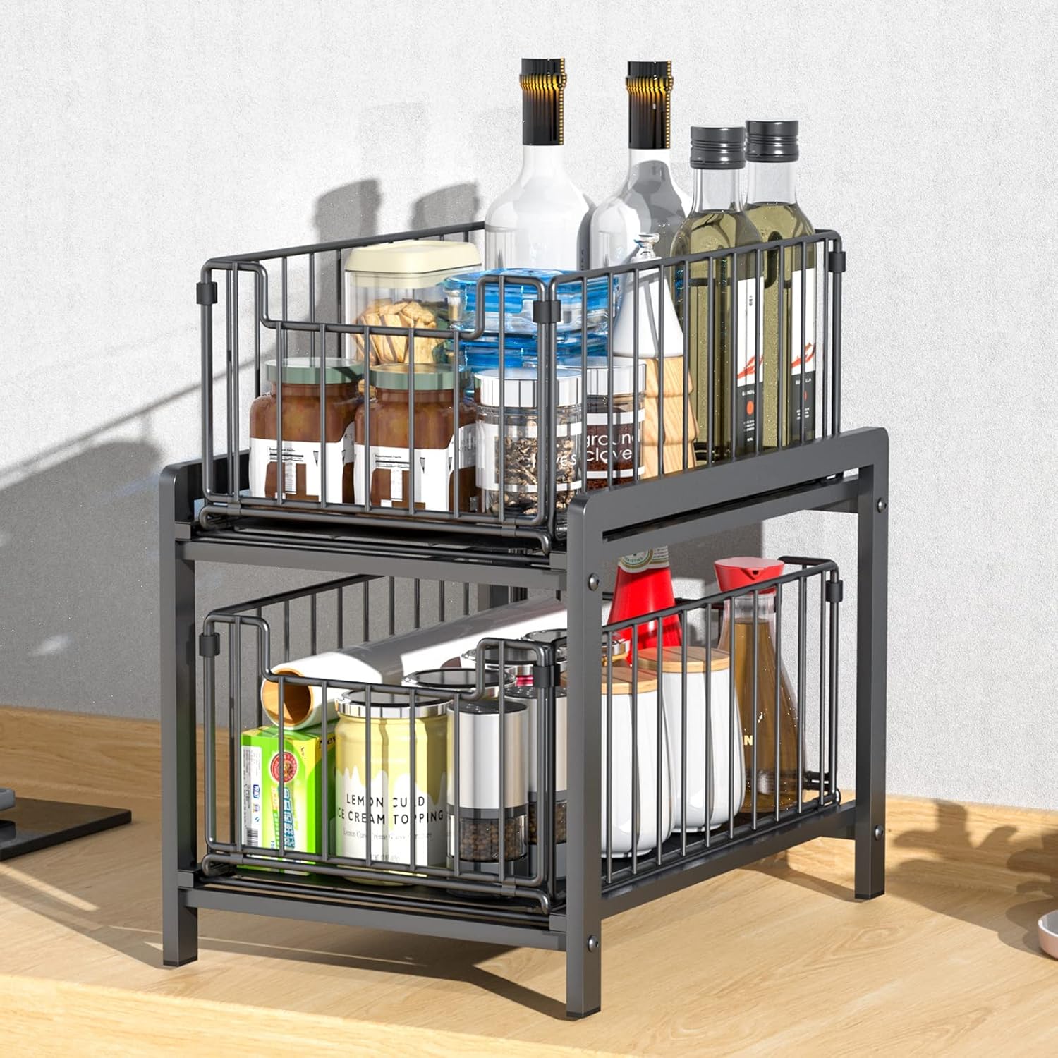 CARLA HOME 2 Tier Sliding Cabinet Organizer Drawer Storage Rack for Kitchen or Bathroom - Image 5
