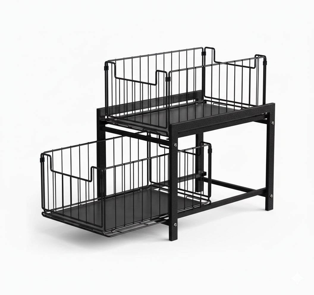 CARLA HOME 2 Tier Sliding Cabinet Organizer Drawer Storage Rack for Kitchen or Bathroom - Image 9
