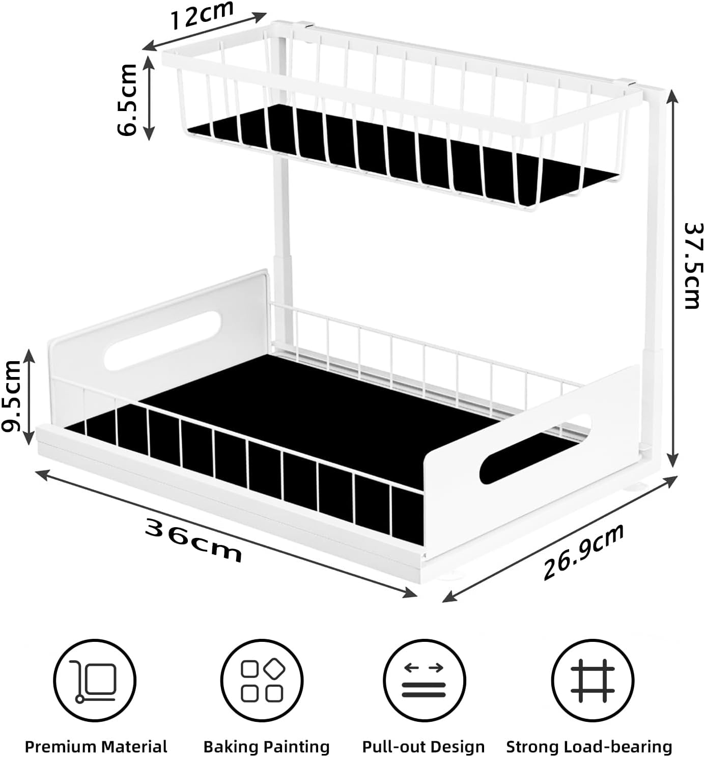 CARLA HOME 2 Tier Under Sink Organiser with Sliding Drawers for Kitchen & Bathroom - Image 8