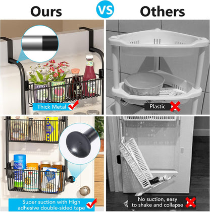 CARLA HOME 4-Tier Over the Door Organizer Heavy-Duty Metal Pantry Rack with Hanging Baskets for Home Kitchen Storage & Bathroom Door Organization - Image 5