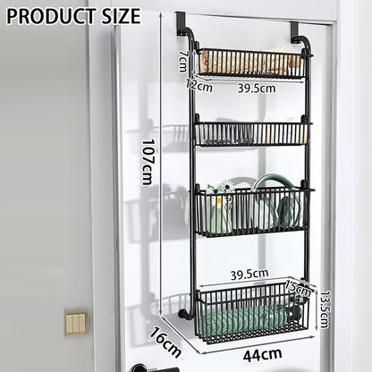 CARLA HOME 4-Tier Over the Door Organizer Heavy-Duty Metal Pantry Rack with Hanging Baskets for Home Kitchen Storage & Bathroom Door Organization - Image 6