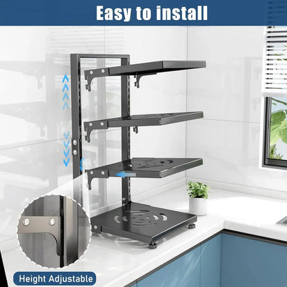 CARLA HOME Black 7 Tier Pan Organiser Rack - Heavy Duty - Adjustable - Pan Rack Kitchen - Image 4