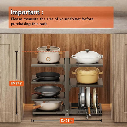 CARLA HOME Black 7 Tier Pan Organiser Rack - Heavy Duty - Adjustable - Pan Rack Kitchen - Image 6