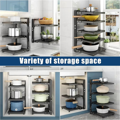 CARLA HOME Black 7 Tier Pan Organiser Rack - Heavy Duty - Adjustable - Pan Rack Kitchen - Image 7
