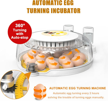 CARLA HOME 18 Egg Incubator with Automatic Turning, LED Display, Humidity & Temperature Control, Auto Water System & Built-in Egg Candler for Chicken, Duck, Quail, Goose - Image 5