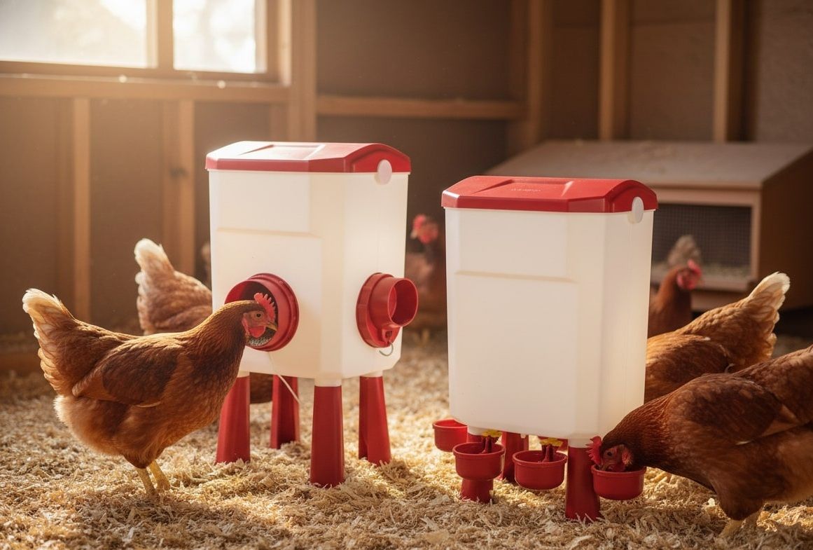 CARLA HOME Automatic Chicken Feeder Waterer Set with 8KG Food 7L Water Capacity for Coop, Chickens, Ducks, Quails (Red) - Image 2