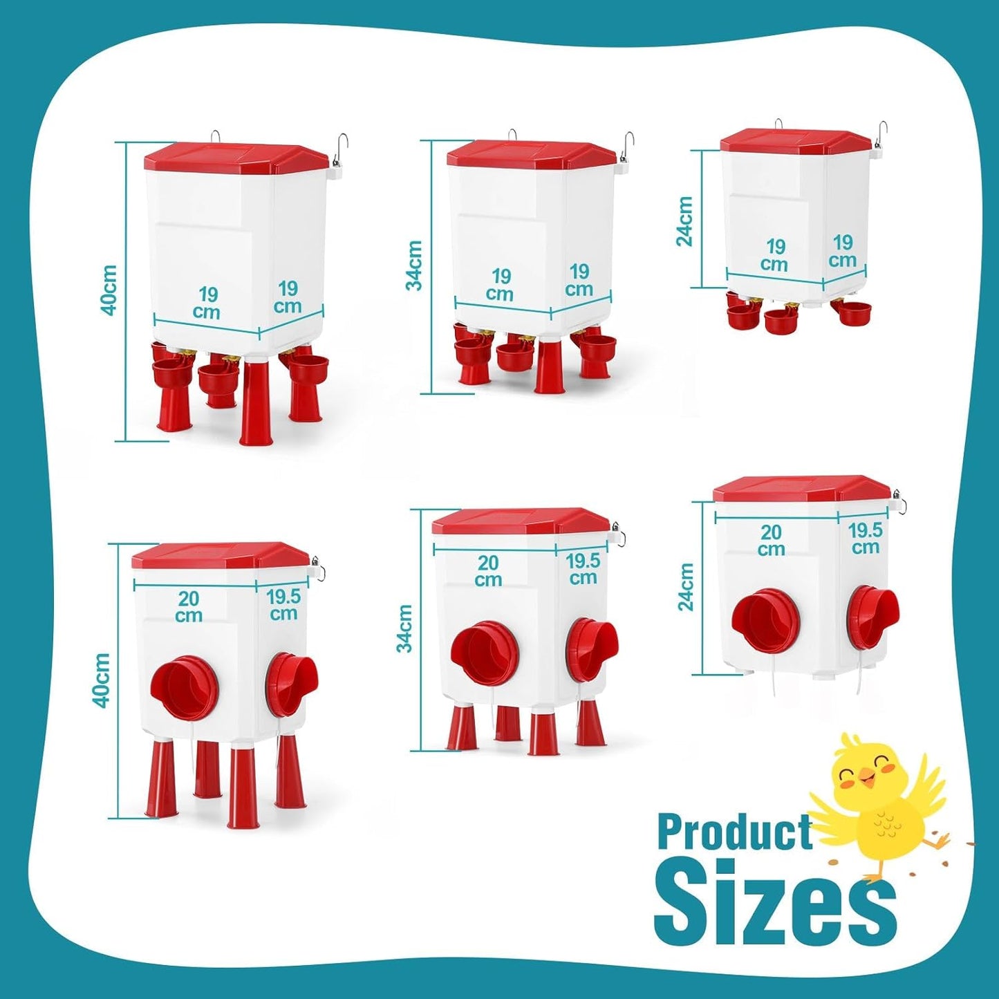 CARLA HOME Automatic Chicken Feeder Waterer Set with 8KG Food 7L Water Capacity for Coop, Chickens, Ducks, Quails (Red) - Image 4